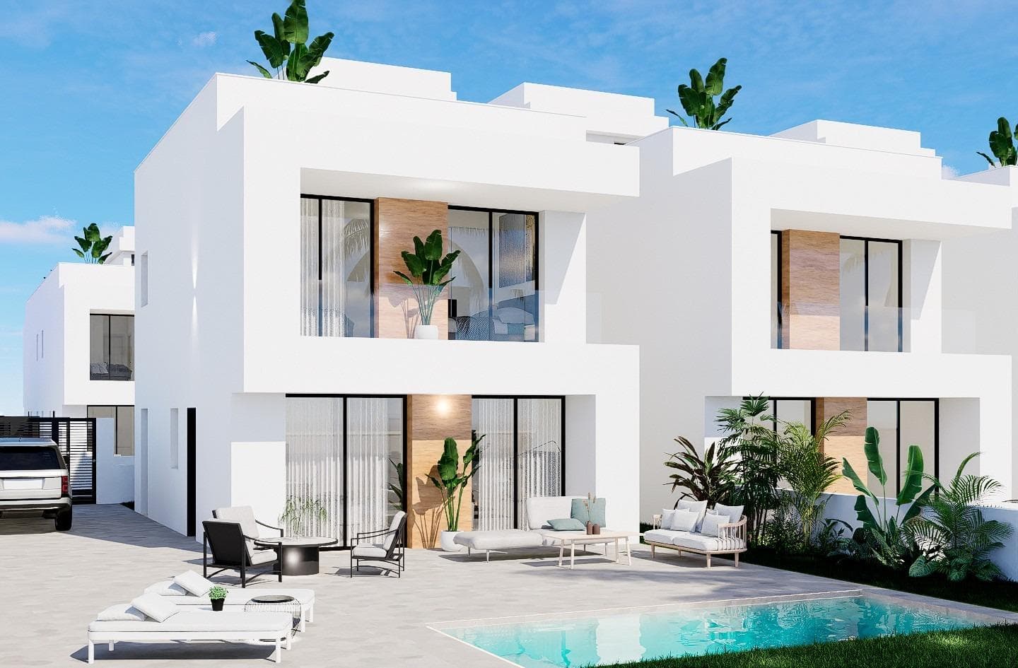 NEUBAU HALB-FREISTEHENDE VILLA MIT 3 SCHLAFZIMMERN UND PRIVATEM POOL IN LA ZENIA(ORIHUELA 