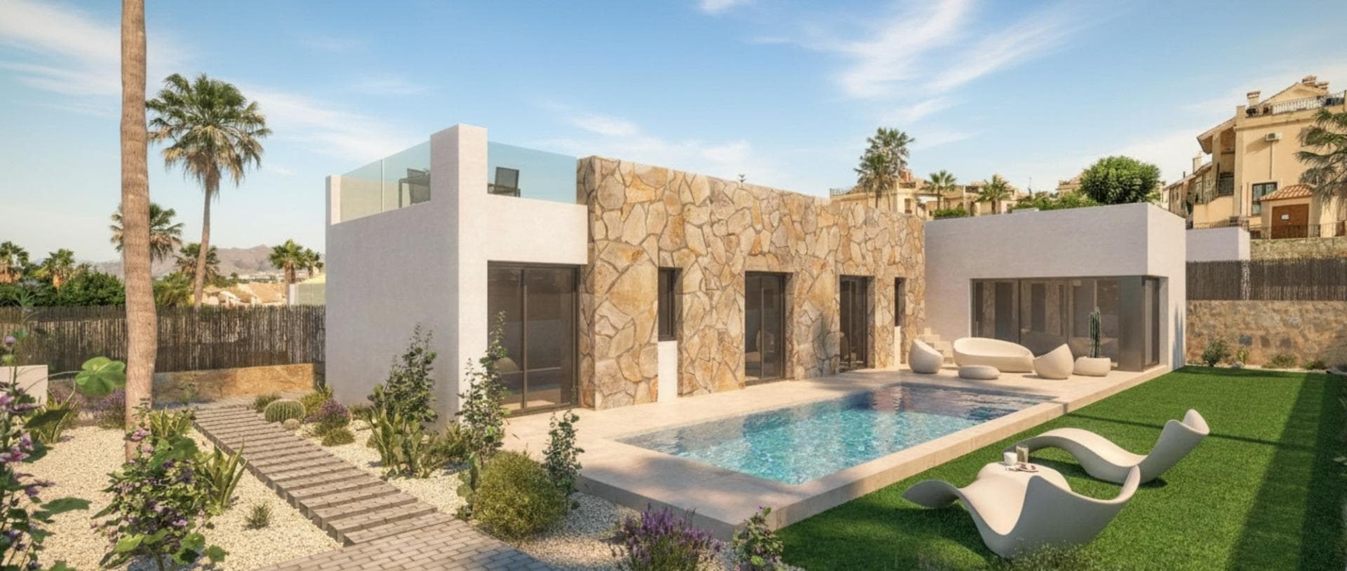 Neubauvilla mit 3 Schlafzimmern und privatem Pool zum Verkauf in La Finca Golf (Algorfa)
