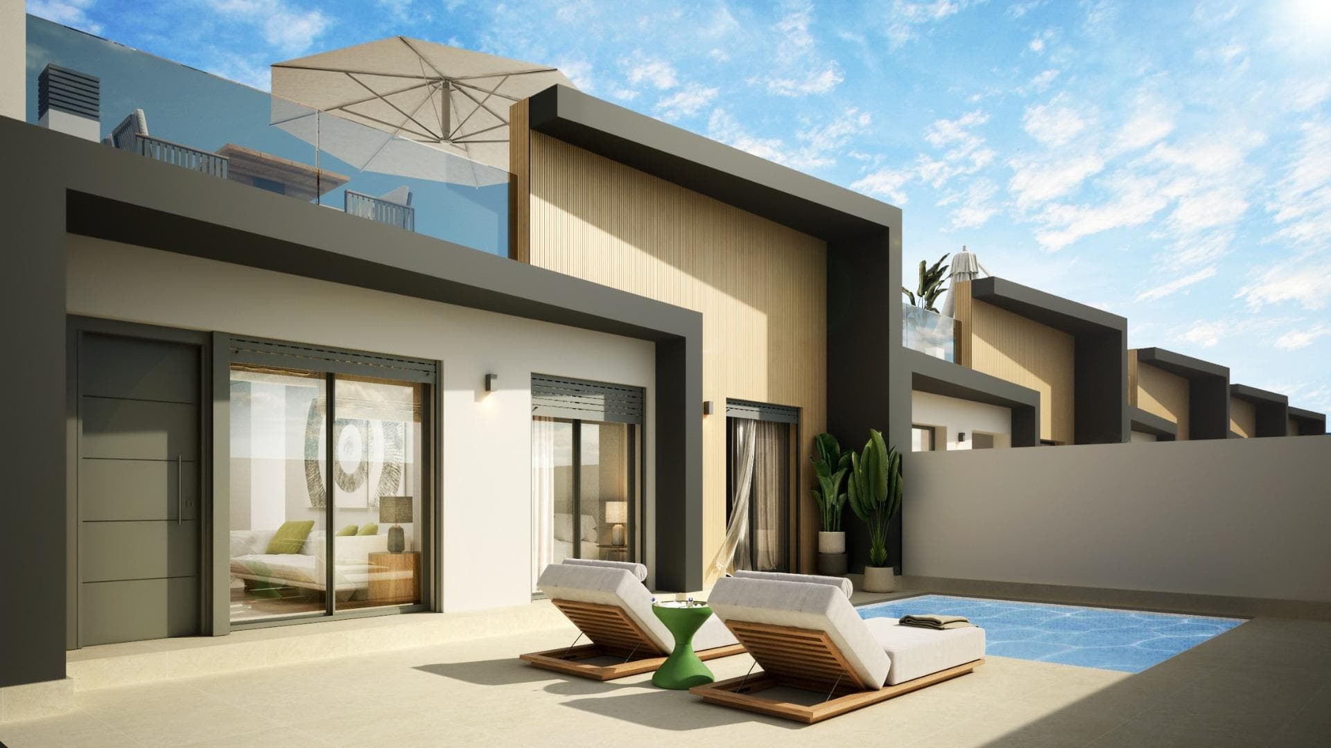 Neubau-Reihenhaus mit 3 Schlafzimmern und privatem Pool zum Verkauf in Avileses, Murcia